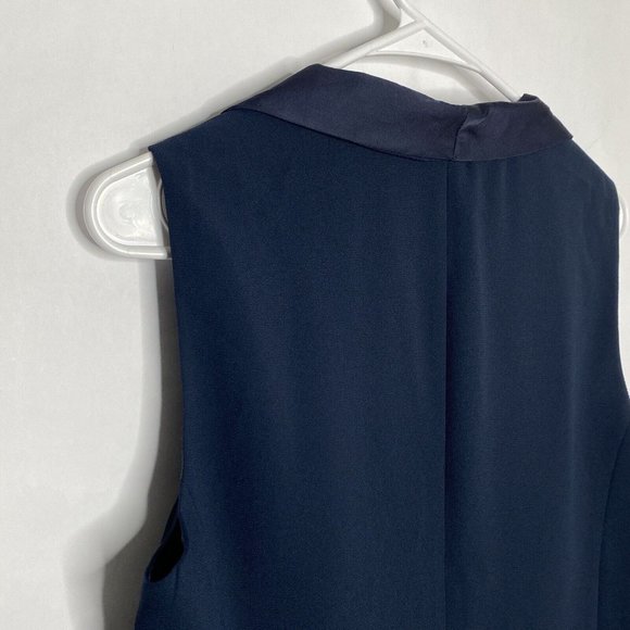 Potter's Pot Vest Women M Blue Casual Dressy Open Front Faux Pockets - Picture 8 of 9